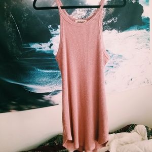 Pink fitted ribbed tank dress